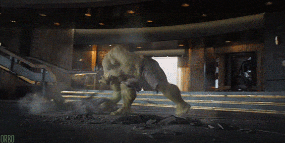 Hulk smashing Loki gif